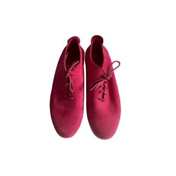 ARCHE Red Sueded Leather Lace Up Sneakers Size 40 / US 10 - Picture 2 of 8